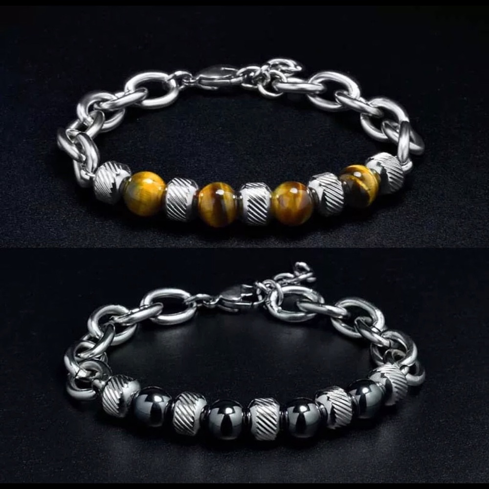 Stainless Steel Natural Healing Stone Bracelet